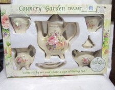 9-Piece COUNTRY GARDEN Ceramic FLORAL TEA SET-Lily Creek-Dishwasher  Microwave