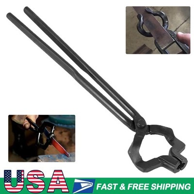 Professinal 16''Z V-Bit Blacksmithing Tongs Jaws Knife Making Tongs Black