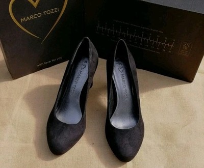^neu^ MARCO TOZZI   Gr.39   Damen Pumps Blockabsatz Plateau   runde Form schwarz