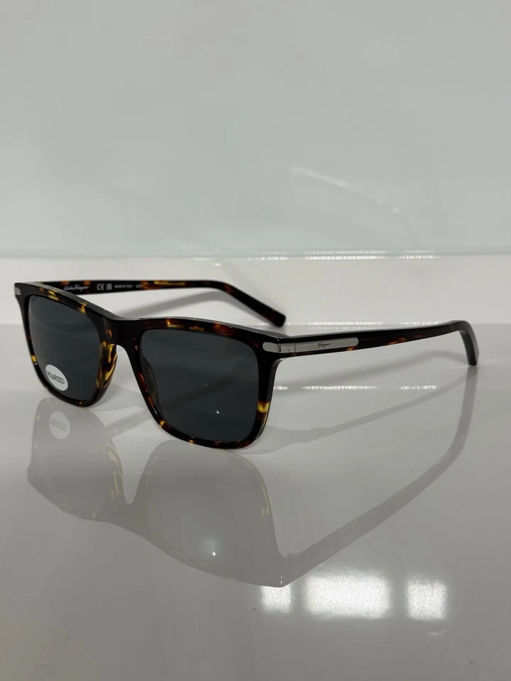 Gafas de sol Salvatore Ferragamo retro acetato tortuga personalizadas polarizadas grises Foto 3 de 4