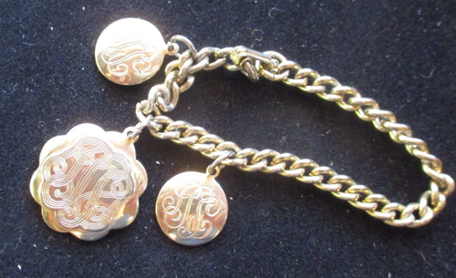 Handcrafted Bracelet with 3 Goldtone Round Disks.6 1/2 Inches. Gift box - Picture 2 of 3