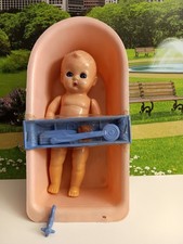 VINTAGE BABY DOLL IN BATHTUB STILL WRAPPED ACCESSORIES