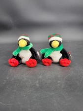 Set of 2 Ty Beanie Baby  TOBOGGAN the Holiday Penguin 6" Mint w Tags Stuffed Toy