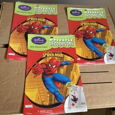 New 3 Pack HALLMARK Stickers MOVEABLE DECORATIONS Marvel Spiderman REMOVE REUSE