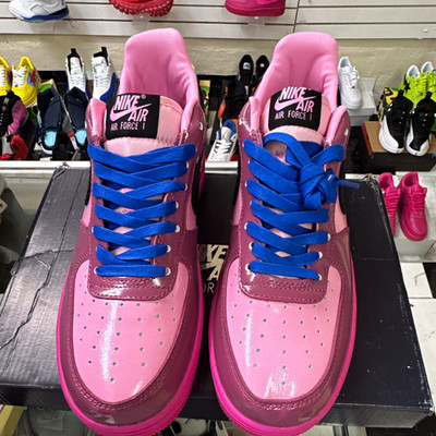 Nike Air Force 1 Men's Low-Top Athletic Sneakers Pink/Black/Blue Lace-Up