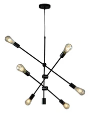 6-Light Matt Black Modern Linear Sputnik Chandelier