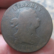1800 Draped Bust Half Cent  Low Mintage 211,530 -- Rare --