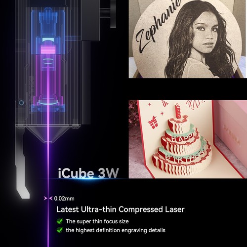 SCULPFUN iCube 3W Laser Gravierer & Cutter - Rauchfilter, Alarm, EU Plug - Bild 8 von 22