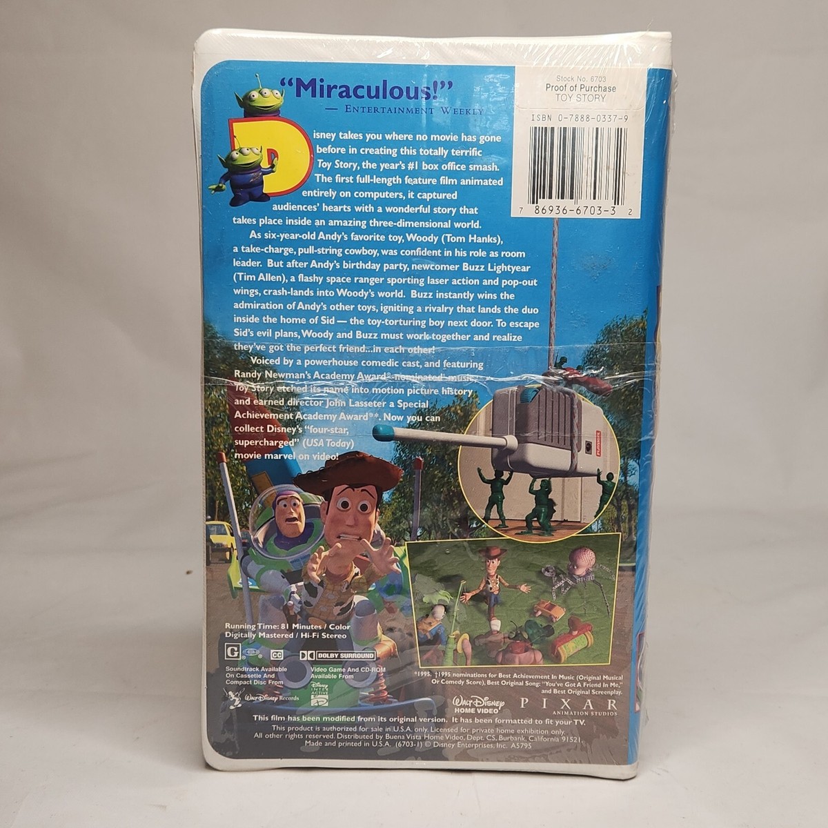 Toy Story (VHS, 1995) # 6703 Walt Disney Home Video New Sealed