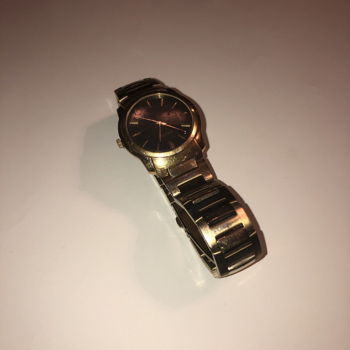 MODERN MENS SEIKO WATCH 510475 7n01-0cw0 Gold Tone Spiral | eBay