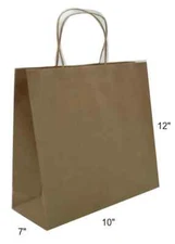 BROWN KRAFT CARRY BAGS WITH SECURE SEALING TAPE & HANDLES 100 bags [CTC113]