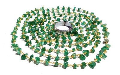  Green Aventurine Chips 4-6mm Rosary Beaded Chain 24k Gold Plated Wire 3 Feet