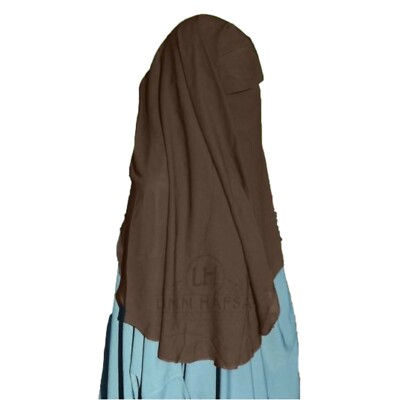 Zweilagiger Niqab mit Klappe dunkelbraun (lang), leichtes Qualitätsmaterial Khimar 