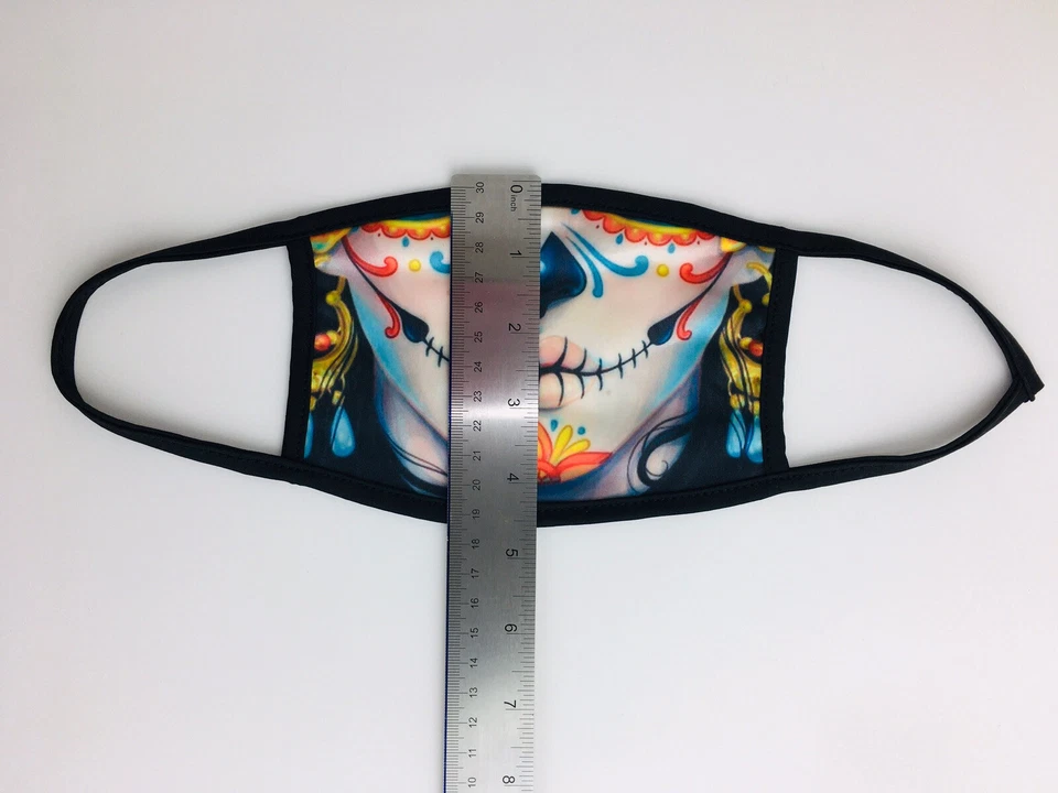 Sugar Skull Catrina Unisex Double Layer Face Mask Reusable Washable Cover Cloth - Image 2 of 4