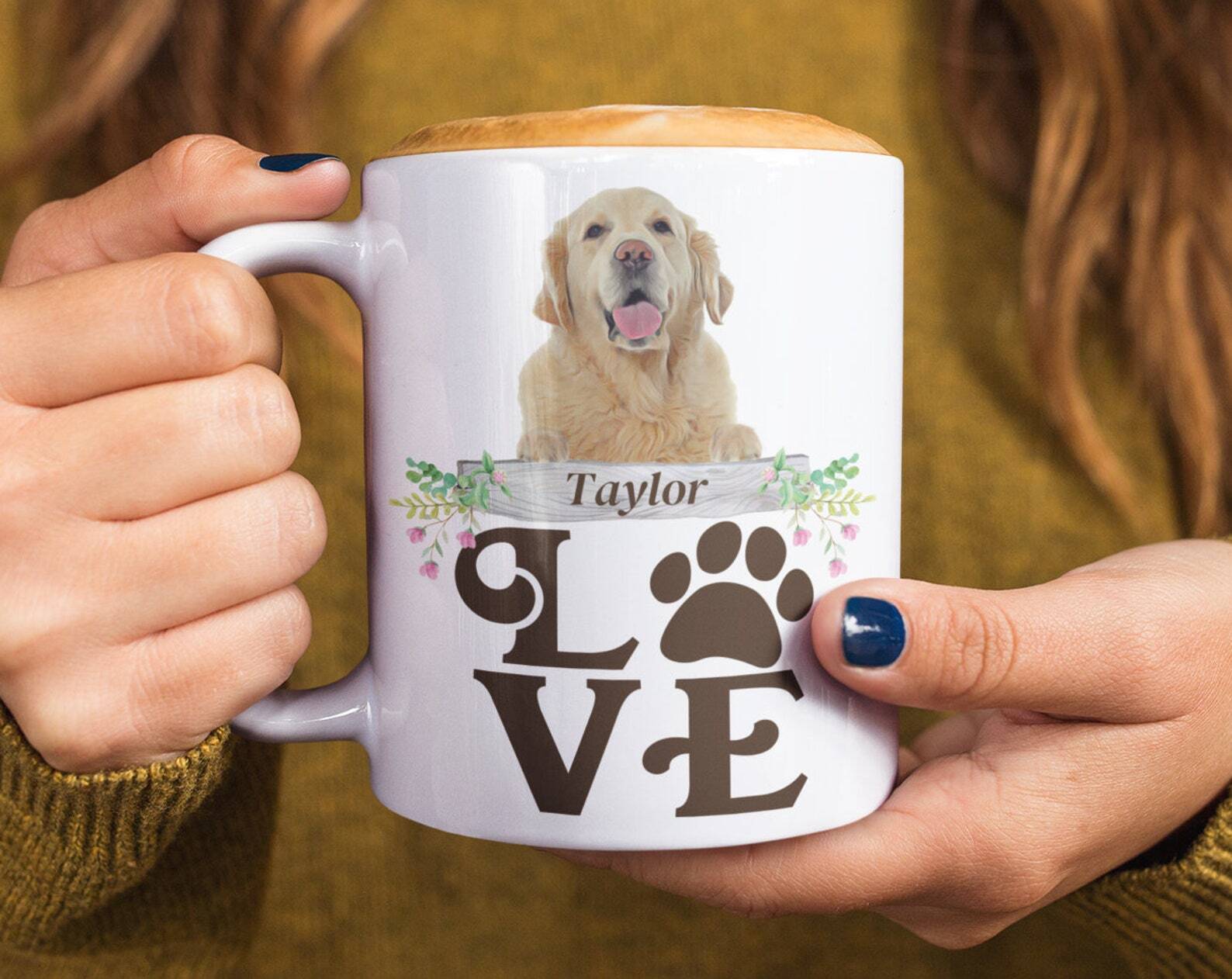 Golden Retriever Personalized Dog Name Mug Custom Dog Breed Love My Dog Golden