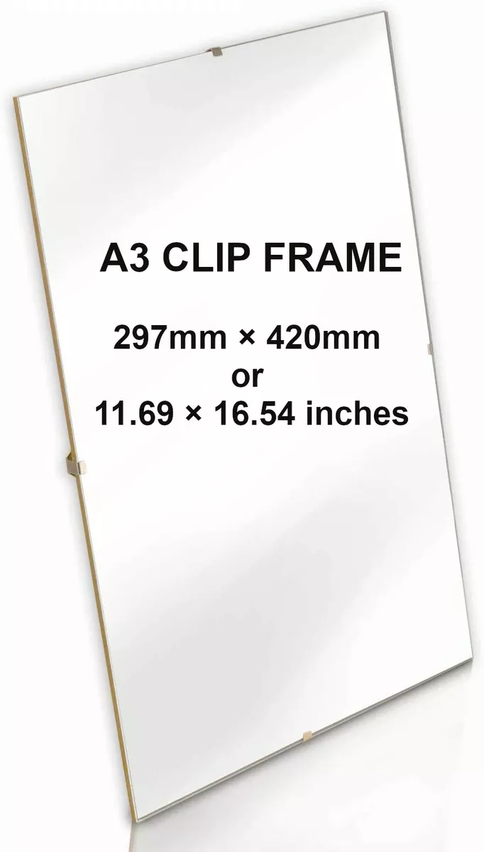 A3 CLIP PHOTO POSTER FRAME WITH ACRYLIC PLEXI GLASS FRONT PLASTIC