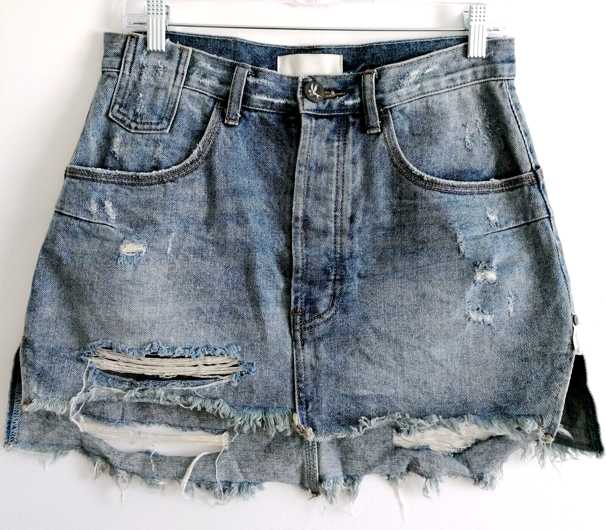 Womens Denim One Teaspoon Distressed Denim Skirt One By One