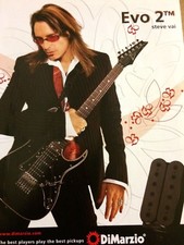 Publicité promotionnelle vintage Steve Vai, micros DiMarzio, pleine page