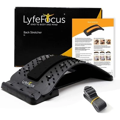LyfeFocus Premium Back Stretcher & Acupressure for Back & Neck Pain (Black)
