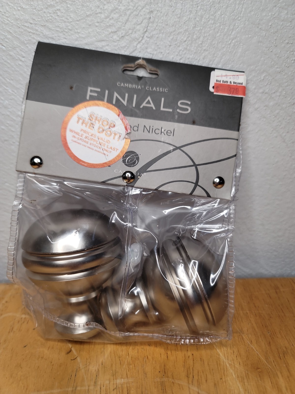 Cambria Classic Curtain Rod Finials Brushed Nickel Orbit 218108 2pc for