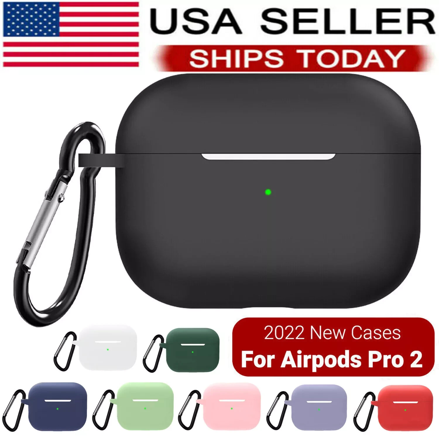 For Apple Airpods Pro 2 Case Silicone Shockproof Protective Cover With Keychain-image