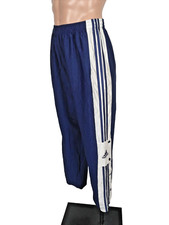 VTG 90s ADIDAS Snap Breakaway Track Pants Blue Patch sz M Embroidered RARE