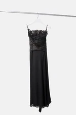 Valentino Black Lace Strapless Silk Gown, Size US 10