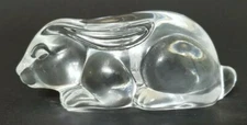 Clear Crystal Glass Seated Bunny Rabbit Figurine Paperweight Hand Cooler VGC