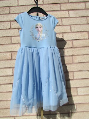 H&M Disney Frozen Jersey Dress Light Blue Tulle Sequins Skirt Girl Size  4-6Y NWT | eBay