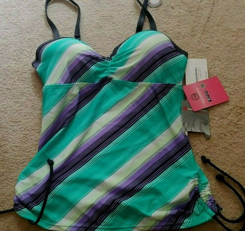 Free Country Women Swimsuit Tankini Top & Skirt 2 Piece Swim Wear S/M New - Picture 2 of 9