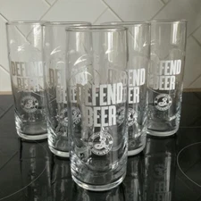 2/Two x Brooklyn Brewery ‘Defend Beer’ Straight Pint Glass Embossed Nucleated
