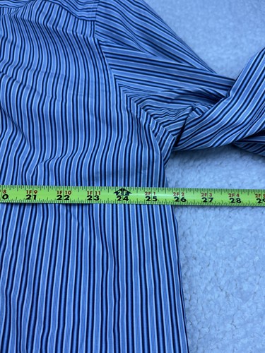 Lacoste Button Up Dress Shirt Mens XLT Blue White Striped - Picture 6 of 7