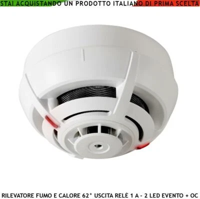 SECURVERA RILEVATORE DI FUMO E CALORE MULTICRITERIO ANTINCENDIO USCITA RELÈ ALIM 12/24 VCC