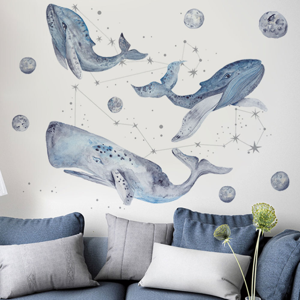 Blue Whale Wall Sticker Pvc Art Decor Cartoon Decal Kids Room Stickers