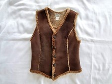 Leather Shearling Vest Ladies Size Small Firenze Santa Barbara - Vintage