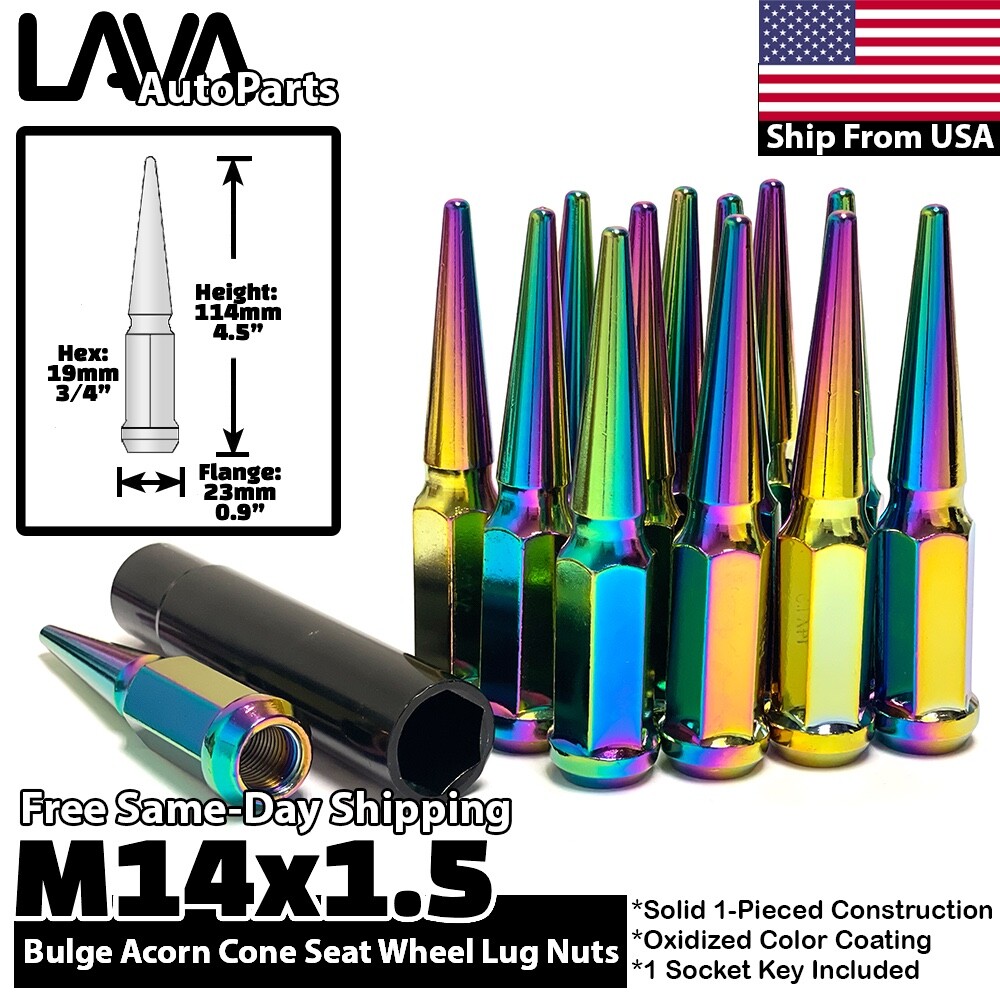 32x Camo Tactica 14x1.5 Spline Spike Lug Nut Fit 1999-2023 F250 F350 Super Duty