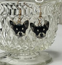 Black dangle chihuahua earrings Puppy Dog Fish Hook Earrings