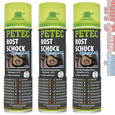 Petec Rostschock Eis-Rostlöser 3x 500ml Kälteschock Spray silikon- und fettfrei