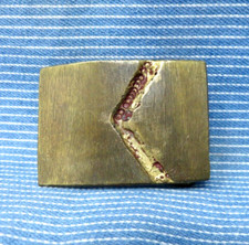 Abstract Brass Dress Belt Buckle Hippie Boho Artisan Signed DMB Vtg 80s .GTA499