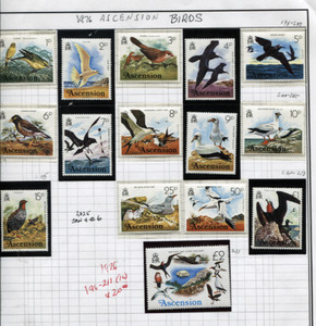 🦋🦋Ascension 1976 BIRDS short set #196/211(15)MH, OG, VF, Sc$37.00