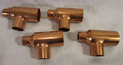 1" x 1/2" x 3/4" C x C x C Tees, NOS - Lot of 4, some shelf tarnish