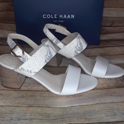 Cole Haan Womens 10M Avani City Leather Snakeskin Sandal Ivory NWB | eBay