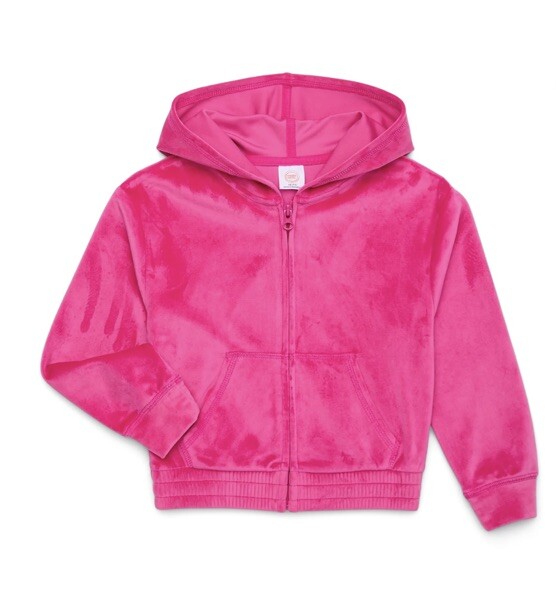 Wonder Nation Girls Pink Long Sleeve Zip Front Velour Hoodie Size 18 NWT