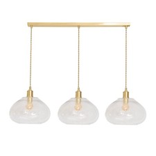 Corinne Brushed Gold 3 Way Drop Pendant Ceiling Light Clear Twill Glass Shade