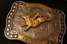 Nocona Youth Bull Rider Silver and Gold Tone Belt Buckle 36106