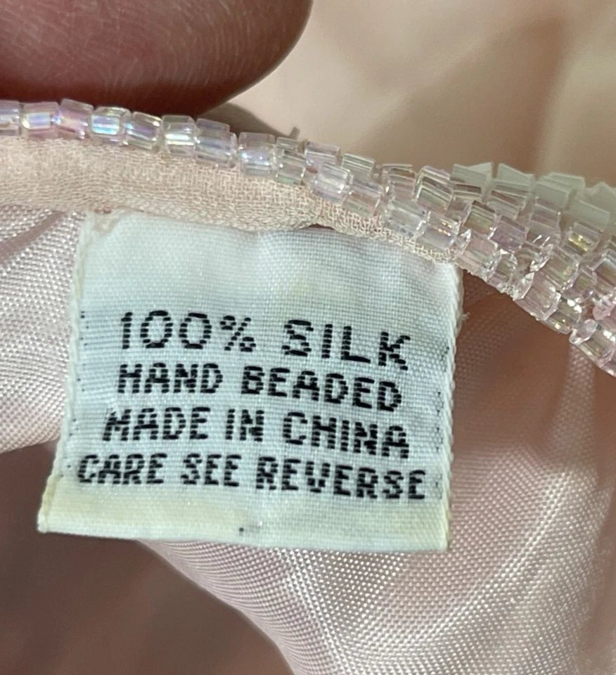 Vestido vintage de seda com miçangas fada caprichoso babado rosa grande - Imagem 4 de 4