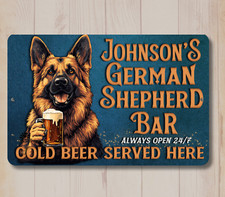 German Shepherd Custom Sign Personalized Bar GSD Man Cave dog metal tin wall art