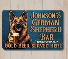 German Shepherd Custom Sign Personalized Bar GSD Man Cave dog metal tin wall art