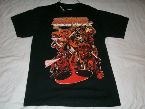 Deadpool Marvel Many Characters of Deadpool Black T-shirt Mens Medium New w/ Tag - Picture 2 of 2