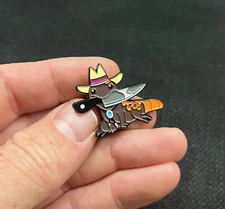 Cute & Deadly Friends Western Pals SALAMANDER With Knife Enamel Pin